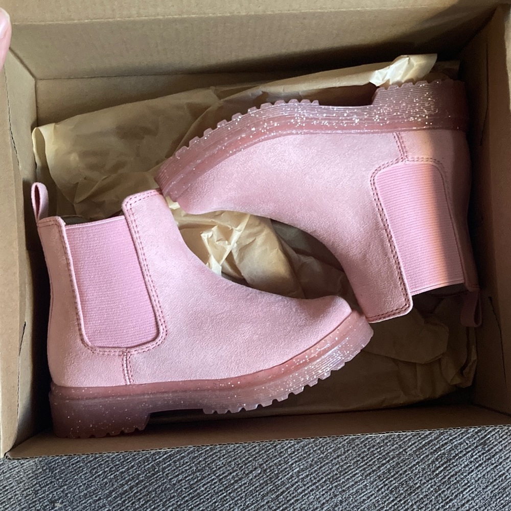 JCrew Crewcuts Pink Suede Chelsea Boots NIB